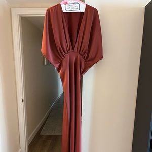 LIKE NEW (Once Worn) BHLDN Leila Satin Charmeuse Maxi Dress (Cinnamon/ Size 12)